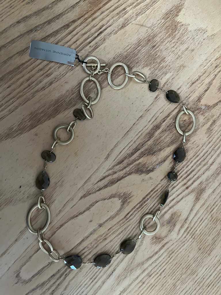 Adrienne Vittadini Gold-Tone Necklace With Smoky Brown Beads